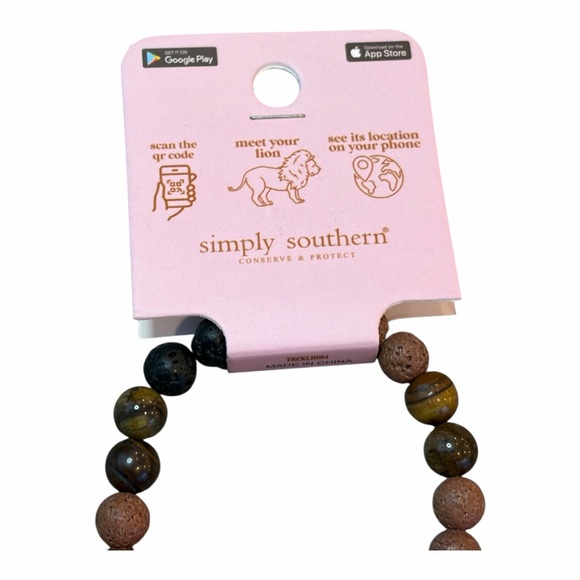 Simply Southern Brown & Black Lava Beads with Blue Lion Tracker Bracelet - Picture 2 of 3